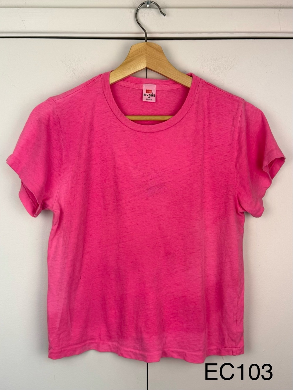 RE/DONE x Hanes Classic Tee Pink Cotton T-Shirt XS